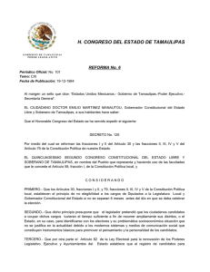 H. CONGRESO DEL ESTADO DE TAMAULIPAS REFORMA No. 6