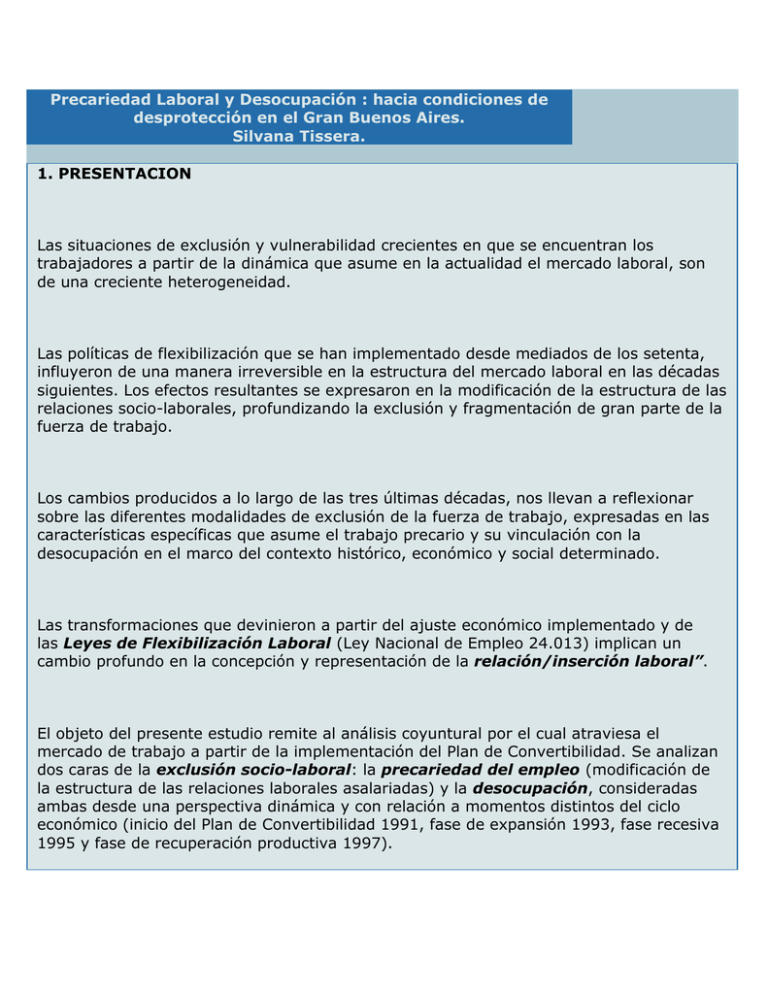 Precariedad Laboral Y Desocupación