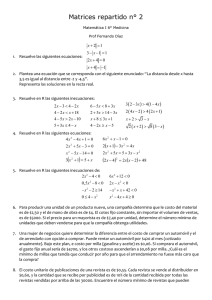 Matrices repartido n° 2 Matemática I 6° Medicina Prof Fernando