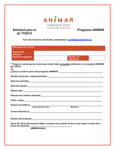 Solicitud para el Programa ANIMAR de TO2015
