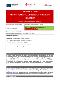 Convocatoria Pública MISIÓN COMERCIAL DIRECTA A PANAMÁ Y COLOMBIA Acciones Complementarias de Iniciación