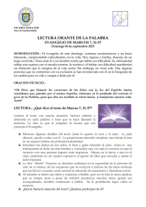 LECTURA ORANTE DE LA PALABRA  EVANGELIO DE MARCOS 7, 31-37