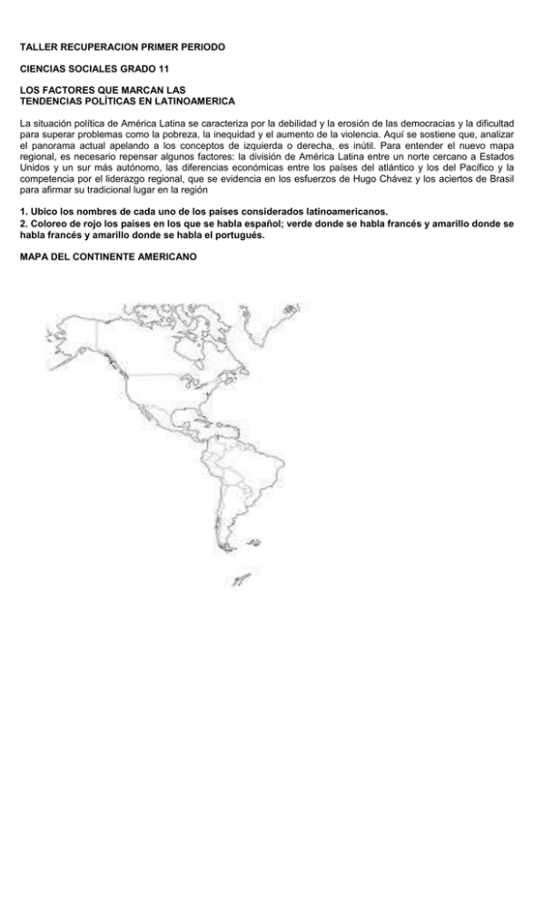 TALLER RECUPERACION PRIMER PERIODO CIENCIAS SOCIALES GRADO 11 ...