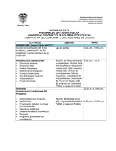 Agenda de visita de Pares Académicos Contaduría Pública