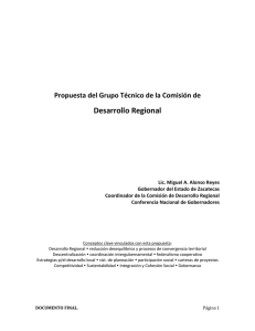 propuesta del grupo técnico de la Comisión de Desarrollo Regional