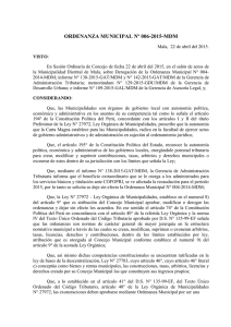 Ordenanza Municipal Nº 006-2015-MDM