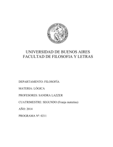 UNIVERSIDAD DE BUENOS AIRES FACULTAD DE FILOSOFIA Y LETRAS