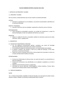 PLAN DE GOBIERNO DISTRITAL HUACHAC 2011-2014  1.1. PRINCIPIOS Y VALORES: