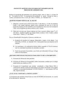 Plazos y documentos a presentar - Admisión Isuch 2016 (.word 15,4