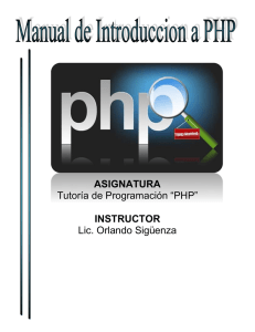 ASIGNATURA INSTRUCTOR Tutoría de Programación “PHP”