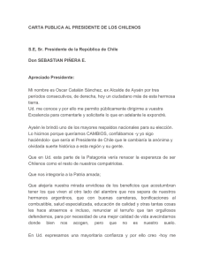CARTA PUBLICA AL PRESIDENTE DE LOS CHILENOS  Don SEBASTIAN PIÑERA E.