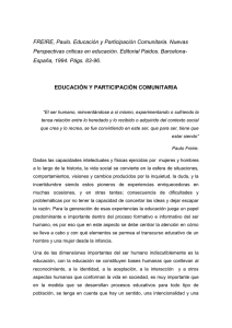 España, 1994. Págs. 83-96. EDUCACIÓN Y PARTICIPACIÓN COMUNITARIA