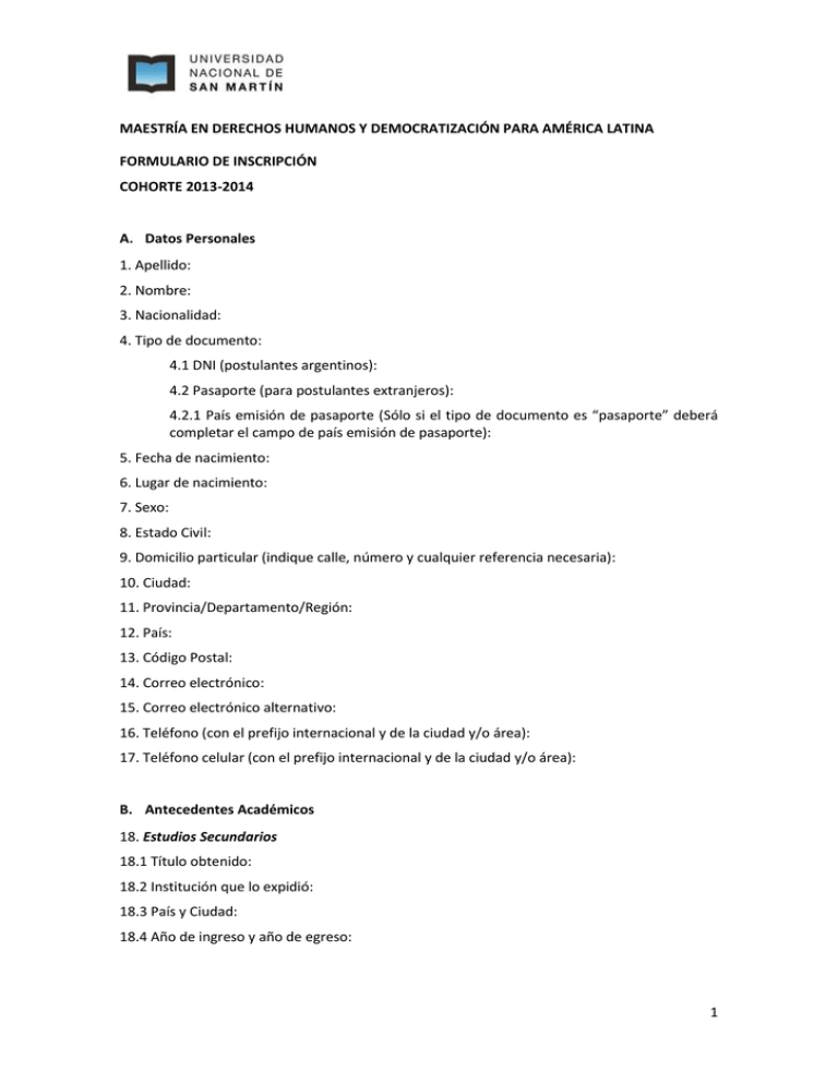 MAESTR A EN DERECHOS HUMANOS Y DEMOCRATIZACI N