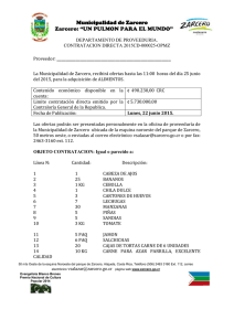 _________________________________________________ Municipalidad de Zarcero Zarcero: “UN PULMON PARA EL MUNDO”