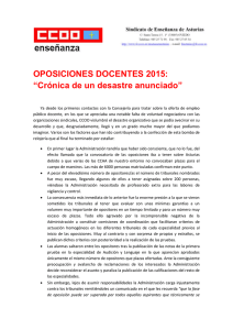 OPOSICIONES DOCENTES 2015: “Crónica de un desastre anunciado”