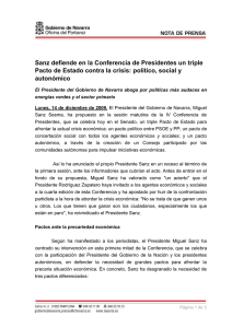 Sanz defiende en la Conferencia de Presidentes un triple