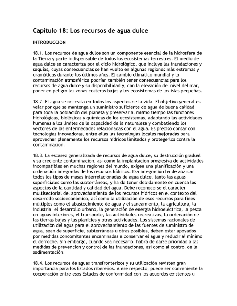 Los recursos de agua dulce