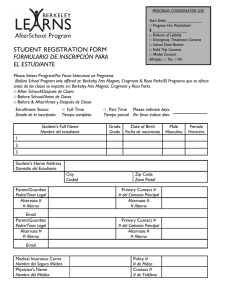 STUDENT REGISTRATION FORM FORMULARIO DE INSCRIPCIÓN PARA EL ESTUDIANTE