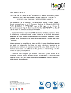 Delegación institución educativa María Josefa Escobar participará en congreso Educación innovar par enseñar y aprender