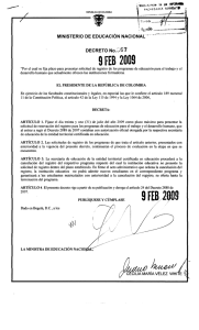 Decreto 0367 de 2009, PLAZO REGISTRO PROGRAMAS EDUCACI N PARA EL TRABAJO.