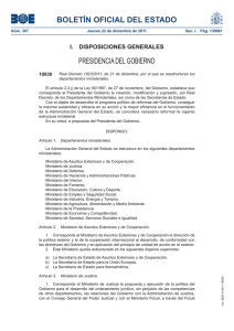 PDF: Real Decreto 1823/2011, de 21 de diciembre, por el que se reestructuran los departamentos ministeriales.