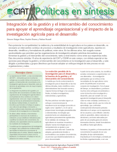 politica sintesis9 gestion conocimiento impacto investigacion agricola