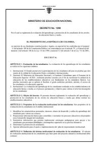 Decreto 1290 de 2009 Por el cual se reglamenta la evaluaci n del aprendizaje y promoci n de los Estudiantes de los niveles de educaci n b sica y media