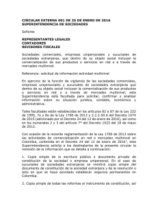 CIRCULAR EXTERNA 001 SUPERINTENDENCIA DE SOCIEDADES REPRESENTANTES LEGALES CONTADORES