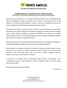 CONDENAMOS EL ASESINATO DE LESBIA URQUIA Secretaría de Relaciones Internacionales
