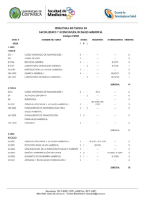 ESTRUCTURA DE CURSOS DE BACHILLERATO Y LICENCIATURA EN SALUD AMBIENTAL Código 510408