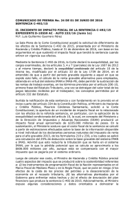 COMUNICADO DE PRENSA No. 24 DE 01 DE JUNIO DE... SENTENCIA C-492/15 II. INCIDENTE DE IMPACTO FISCAL DE LA SENTENCIA C-492/15