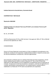 Instituto Nacional de Asociativismo y Economía Social  COOPERATIVAS Y MUTUALES Resolución 4069/2005