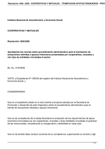 Instituto Nacional de Asociativismo y Economía Social  COOPERATIVAS Y MUTUALES Resolución 1666/2006