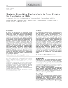 Originales Revisión Sistemática: Epidemiología de Dolor Crónico No Oncológico en Chile.