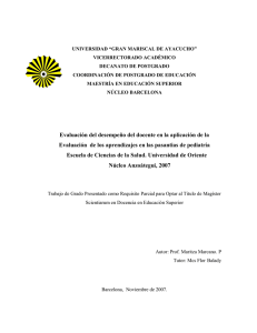 UNEFA 1 TG DE  GERENCIA DE EDUCACION SUPERIOR 2 Maritza Marcano. P Evaluaci&oacute;n del desempe&ntilde;o del docente en la aplicaci&oacute;n de la Evaluaci&oacute;n..