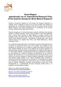 Erwin Wagner galardonado con el “International Research Prize
