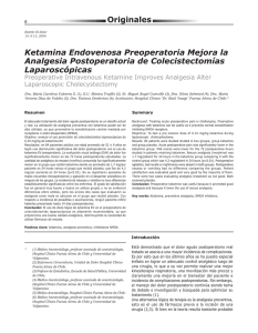 Ketamina Endovenosa Preoperatoria Mejora la Analgesia Postoperatoria de Colecistectomías Laparoscópicas Originales