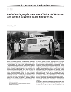 Ambulancia propia para una Clínica del Dolor en Experiencias Nacionales