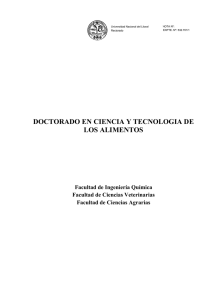 DOCTORADO EN CIENCIA Y TECNOLOGIA DE LOS ALIMENTOS  Facultad de Ingeniería Química