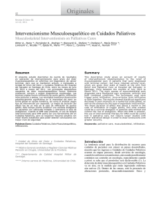 Originales Intervencionismo Musculoesquelético en Cuidados Paliativos Musculoskeletal Interventionism on Palliatives Cares