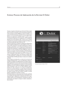 Exitoso Proceso de Indexación de la Revista El Dolor