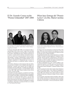 El Dr. Gerardo Correa recibe Pfizer hace Entrega del &#34;Premio