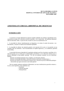 ANESTESIA EN CIRUGIA ABDOMINAL DE URGENCIAS  INTRODUCCIÓN SILVIA BIGORRA LLONCH
