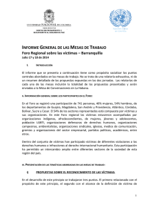Descargar Informe Foro Regional sobre Víctimas en Barranquilla, julio 17 y 18 de 2014