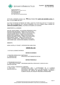 Acta de la Junta de Govern Local núm. 19 del 17 d octubre de 2013