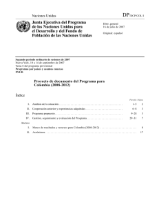 Proyecto de documento del Programa para Colombia 2008-2012