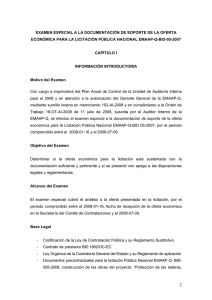 EXAMEN ESPECIAL A LA DOCUMENTACIÓN DE SOPORTE DE LA OFERTA ECONÓMICA PARA LA LICITACION PUBLICA NACIONAL EMAAPQ-BID N0. 05-2007