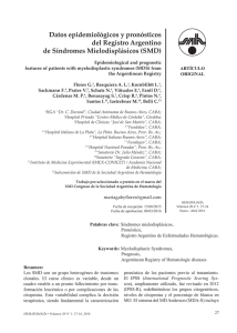 Datos epidemiológicos y pronósticos del Registro Argentino de Síndromes Mielodisplásicos (SMD)