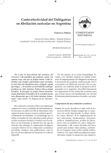 Costo-efectividad del Dabigatran en fibrilación auricular en Argentina COMENTARIO EDITORIAL