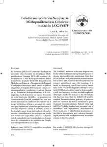 Estudio molecular en Neoplasias Mieloproliferativas Crónicas: mutación JAK2V617F LABORATORIO EN